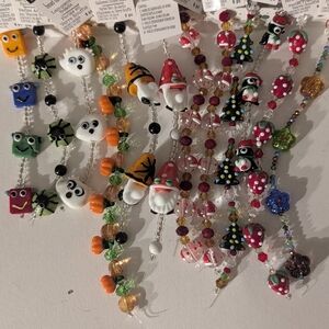 Bead Landing Lampwork Glass Beads; 12 Strands of Holiday Theme Xmas & Halloween
